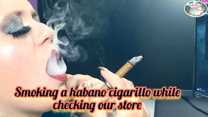 Smoking A Habano Cigarillo While Checking Our Store! - LILLI CUKIEREK COX / SMOKING GODDESS LILLI - MP4