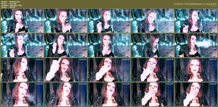 Smoking Wearing A Leather Jacket - LILLI CUKIEREK COX / SMOKING GODDESS LILLI - MP4