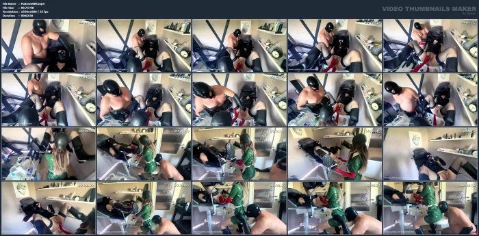 Latex Mistress Fists A Slave And The Other Slave Polishes Her Latex With His Tongue - Clip In Czech - MADAM EMMA - MP4