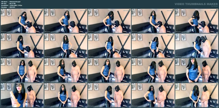 Mistress Teaches Slave To Suck Strap On Penis, Suck Balls And Jerk Off His Cock - MADAM EMMA - MP4