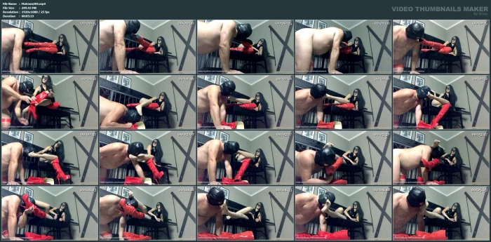 The Slave Must Take Care Of The Boots And Feet Of The Mistress - Clip In Czech - MADAM EMMA - MP4