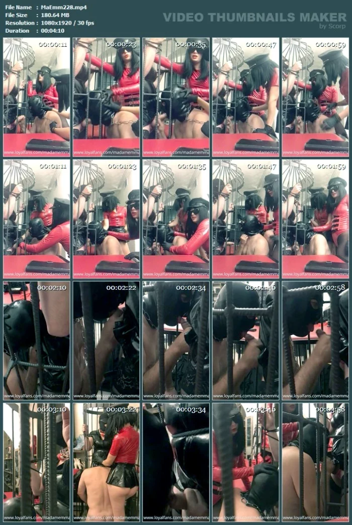 Two Mistresses Teach A Slave To Suck Another Slave Locked In A Cage - Clip In Czech - MADAM EMMA - MP4