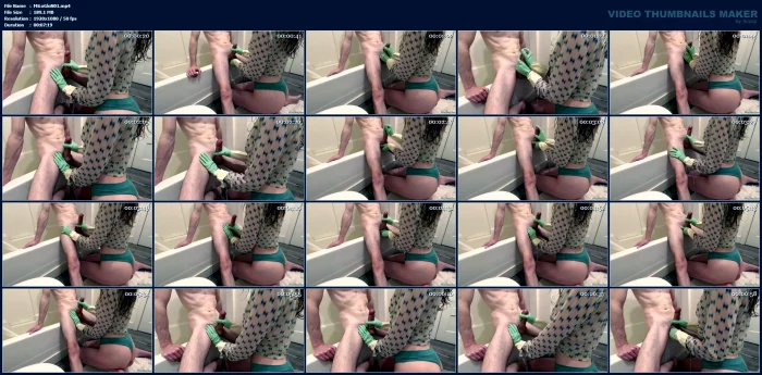 Babe Got Wet Panties Watching Me Shower - Rubber Gloves Handjob - MISSLOVEGLOVE - MP4