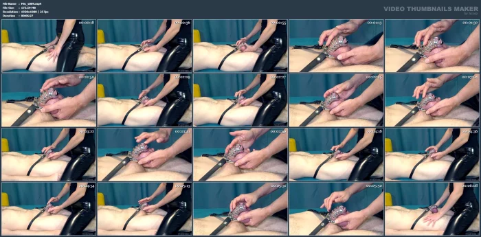 Chastity Teasing! His Cock Can Not Escape From Cage - MISTRESS_S - MP4