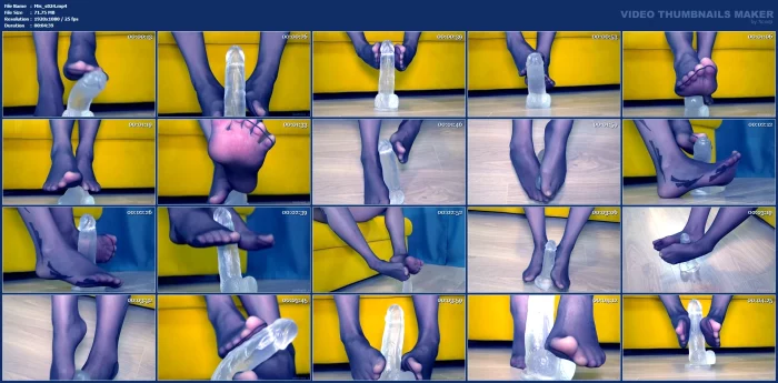 Foot Fetish With Gel Dildo In Black Pantyhose - MISTRESS_S - MP4