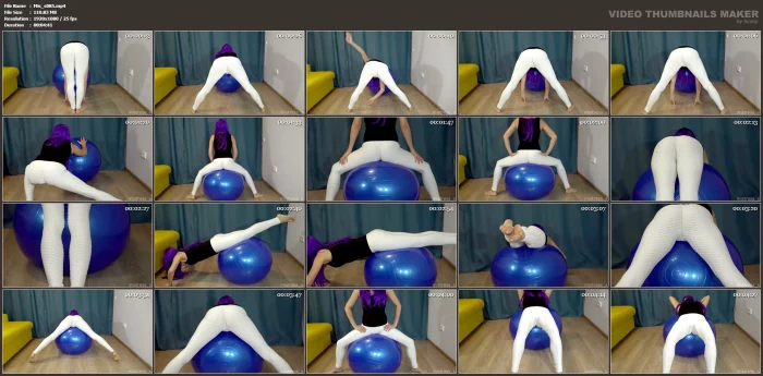 Sport Girl In White Leggings Makes Fitness On Fitball - MISTRESS_S - MP4