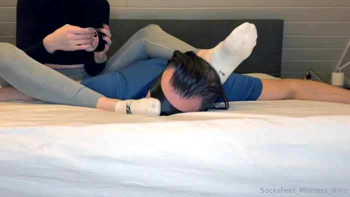 For My Sock Sniffer There Is No Escape From My Sweaty And Smelly Socks - SOCKSFEET MISTRESS NINA - MP4