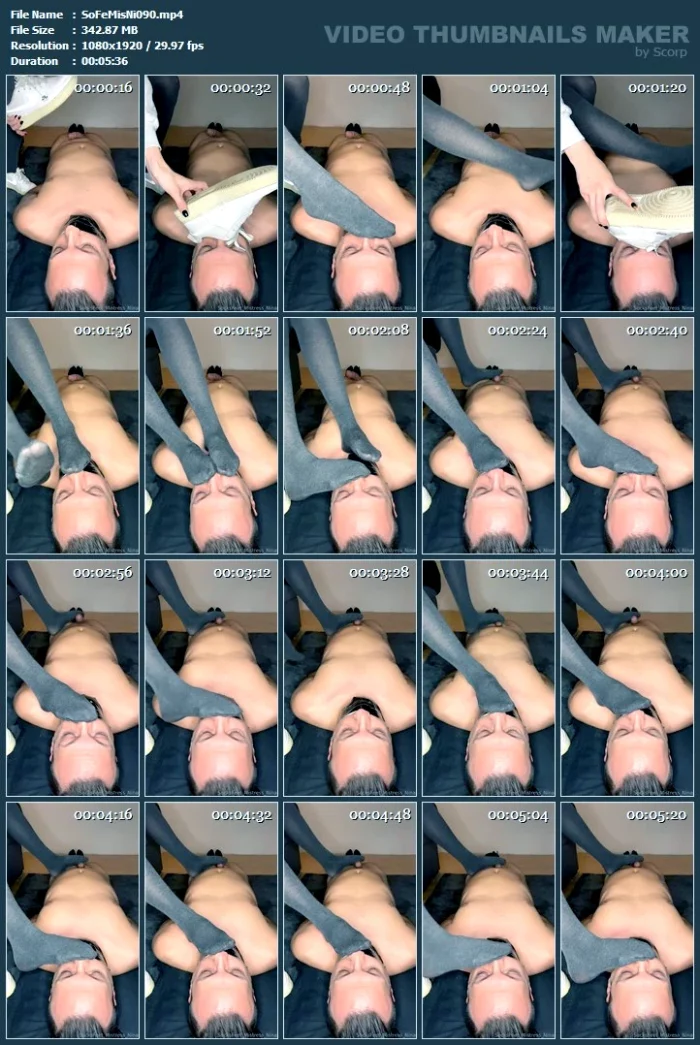 My Slave Enjoys My Sweaty Pantyhose And Gets A Footjob! - SOCKSFEET MISTRESS NINA - MP4