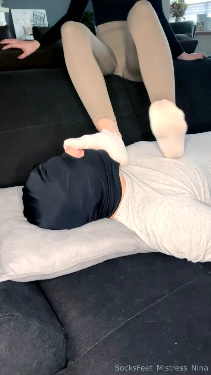 My Slave Has To Smell My Dirty, Smelly White Socks When I Tell Him To! - SOCKSFEET MISTRESS NINA - MP4