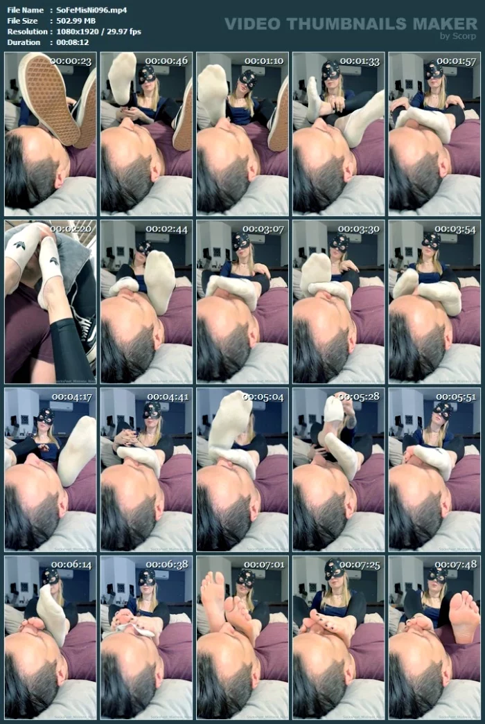 My Slave Has To Smell My Dirty Sweaty Socks Today - SOCKSFEET MISTRESS NINA - MP4