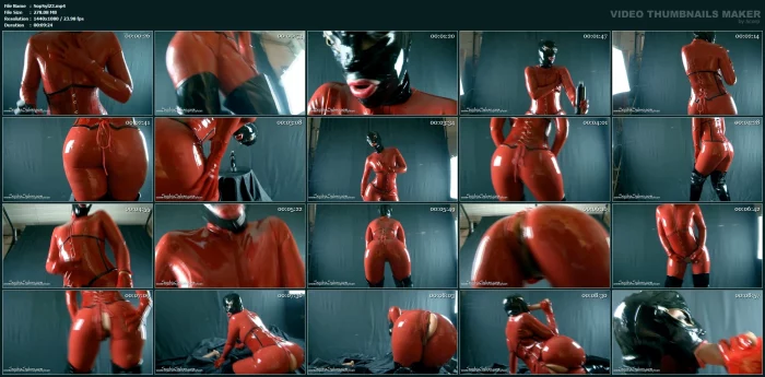 Red Rubber Catsuit Dancing - SOPHIA SYLVAN FEMDOM BBW - MP4
