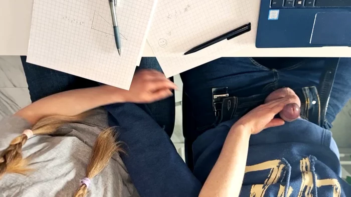 Got Bored In School And Had Some Fun - Classroom Handjob And Messy Cumshot For A Boy Toy - STEVE AND KATIE PLAY - MP4