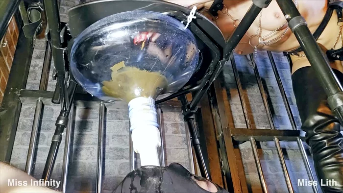 Two Mistresses Feed Slave Through A Funnel - MISS INFINITY SCAT - MP4