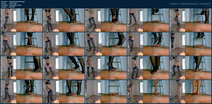 Stella Jumps From A Ladder Into His Manhood - Brutal Trampling Until Cum - ABALLS AND COCK CRUSHING SEXBOMB / CBTRAMPLE - MP4