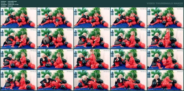 Air Balloon Fetish Femdom Video - Pvc Mistresses Teasing Curvy Bodies - ARYA GRANDER - MP4