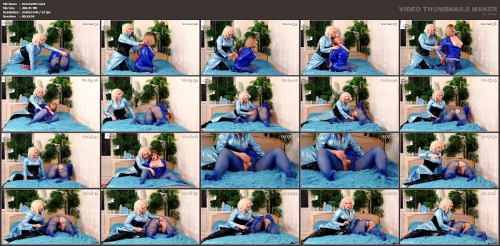 Perfect Lesbian Fuck In Pvc - Ripped Clothes Blue Pantyhose - Pussy And Ass Punishing - ARYA GRANDER - MP4