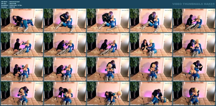 Rubber Mistress Bondage Curvy Shiny Latex Gagged Milf Slave - ARYA GRANDER - MP4
