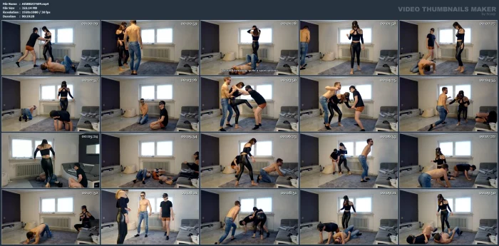 Self Defense Ballbusting One Girl Against 4 Balls With Subtitles - ATHLETEBALLBUSTING - MP4