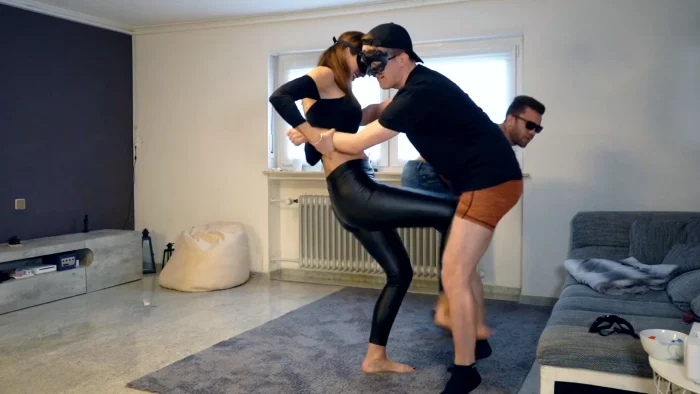 Self Defense Ballbusting One Girl Against 4 Balls With Subtitles - ATHLETEBALLBUSTING - MP4