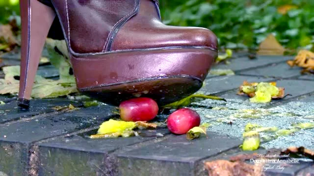 Lady Annabelle Crushes Fruit With Her Stiletto Boots And Then Torments Her Slave With Her Breasts - DOMINATRIX ANNABELLE - MP4