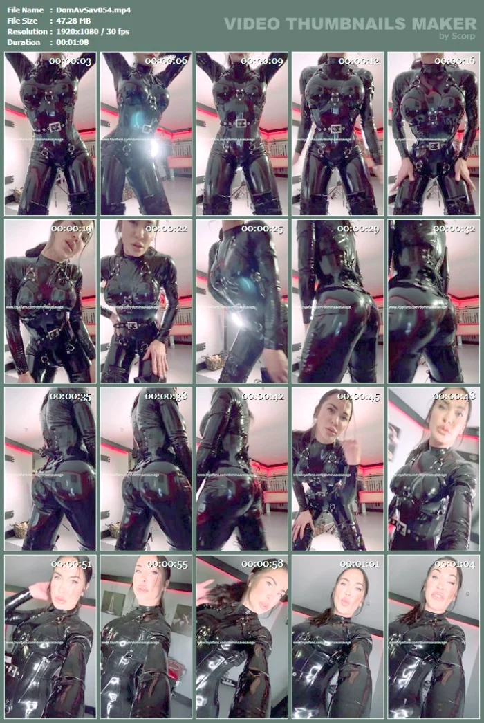 Latex Catsuit, & Corset Body Show - DOMINA AVA SAVAGE - MP4