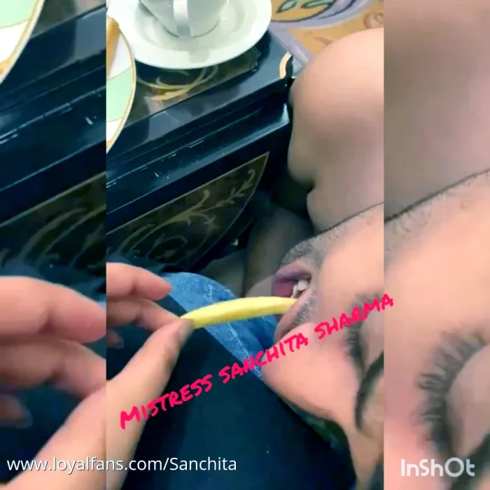 My Losers Eating My Leftover Food With My Tasty Spit - DOM SANCHITA SHARMA / MISTRESS SANCHITA - MP4