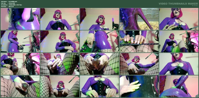Fetish Rubber Dominatrix Eva Latex Purple Dress Mask Big Ass Milf Toys Bdsm Femdom Solo Hot - EVA LATEXXX - MP4