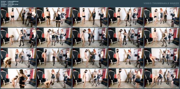 Ballbusting Birthday Striptease - EVIL WOMAN / FCHDOMMES / FETISH CHATEAU DOMMES - MP4