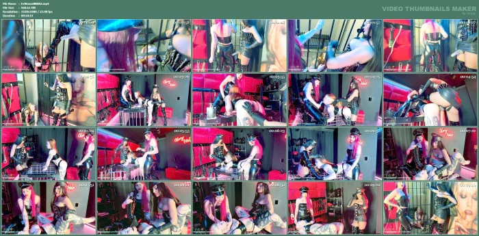 Lesbian Spit - Roast With Strap-On Cocks - EVIL WOMAN / FCHDOMMES / FETISH CHATEAU DOMMES - MP4