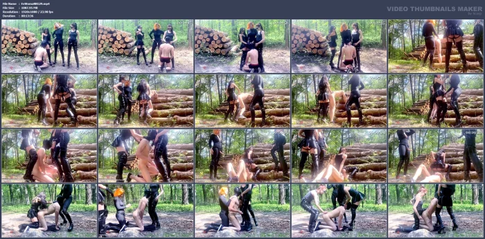 Strapon Gang Bang In The Forest - EVIL WOMAN / FCHDOMMES / FETISH CHATEAU DOMMES - MP4