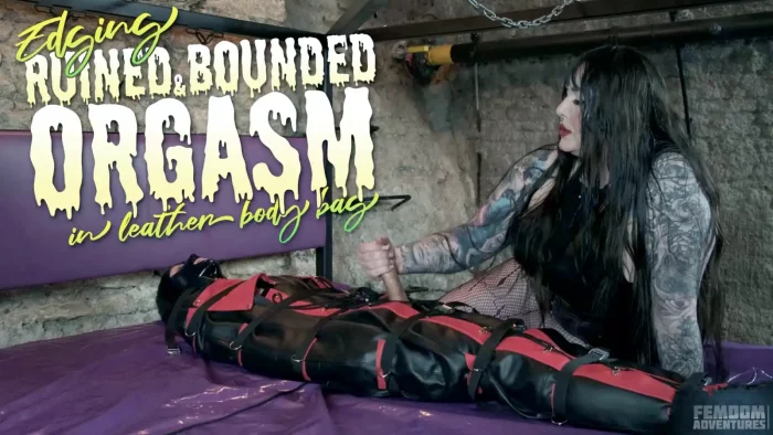 Edging And Ruined Bounded Orgasm In Leather Body Bag - Mistress Karino - FEMDOM ADVENTURES - MP4