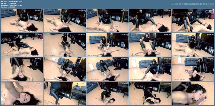 Sabrina Ice Interracial Lesbian Foot Worship And Gagging With A Dominant Ebony In Leather - FEMALE FEET DOMINATION / KINK ITALIA BDSM - MP4