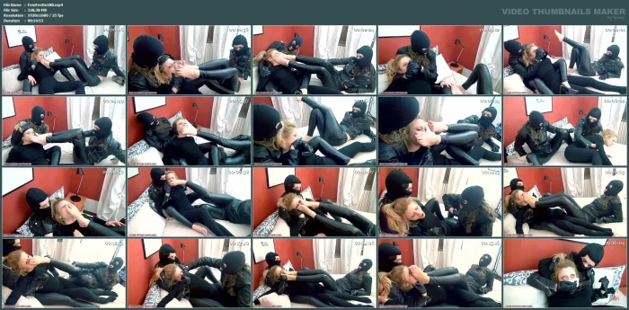 Two Lesbian Masked Women Keep A Blonde Handgagged And Force Her To Smell Their Stinky Feet - FEMALE FEET DOMINATION / KINK ITALIA BDSM - MP4
