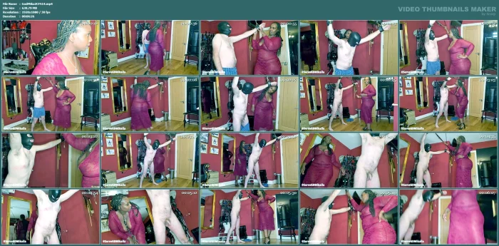 Ebony Domme Kicks White Mans Balls With Heels - GODDESS MIKAILA / GDMIKAILA - MP4