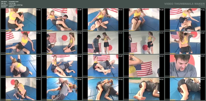 20 Year Old 6'3' Collegiate Basketball Player Whisky Debuts As She Uses Her Long Legs To Submit The Coach Roy - GRAPPLINGGIRLS - MP4