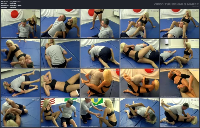 Old Man Thought He Could Beat Jane In A Wrestling Match After He Submitted To Her Scissors - GRAPPLINGGIRLS - MP4