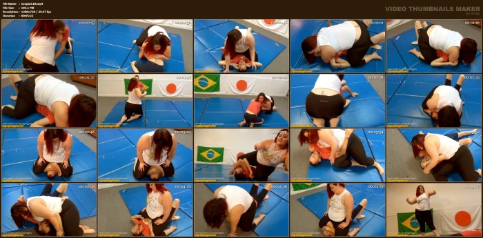 Ultra Thick Theola Thighs Overpowers Skinny Elvin - GRAPPLINGGIRLS - MP4