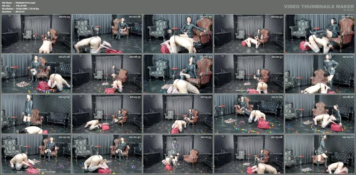 Dragging The Load By The Ball Discipline By Mistresss Cane And Whip - MISTRESS RUIKO - MP4