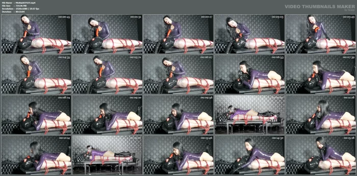 Restrained With Rope And Mummification Sub Deep Throat With Dildo And Rubber Glove - MISTRESS RUIKO - MP4