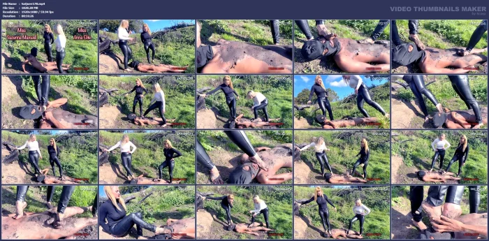 Miss Suzanna Maxwell & Miss Anna Elite - Eat Our Muddy Feet Slave! - SADISTIC QUEENS / SQUISHYSAX - MP4