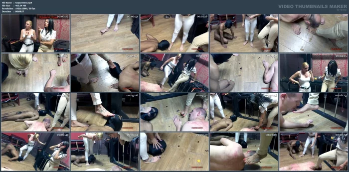 Miss Suzanna Maxwell & Mistress Mera - Slaves Must Eat From Our Feet - SADISTIC QUEENS / SQUISHYSAX - MP4