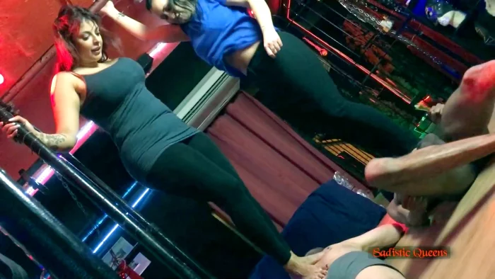 Mistress Amberleigh & Goddess Tamara Lovset - Jumping On Our Slaves - SADISTIC QUEENS / SQUISHYSAX - MP4