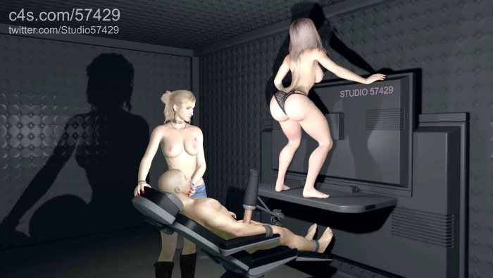 Cum For Her Ass Femdom Milking Pedal Pumping Semen Extraction While Watching Twerking - STUDIO 57429 - MP4