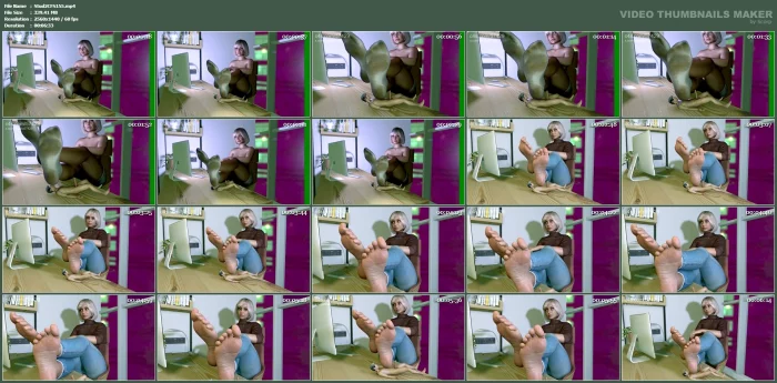 Giantess Relaxes Her Feet On Tiny Slave Footrest - STUDIO 57429 - MP4