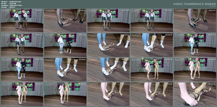 Two Giantess Schoolgirls Squish Slave With Their Feet Make Him Cum - STUDIO 57429 - MP4