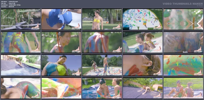 Four Girls Body Painting At The Park - CIREN VERDE / CIRENV - MP4