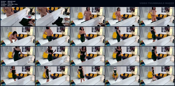 Metallic Green Latex Dress Try On - LILLA GRACE - MP4