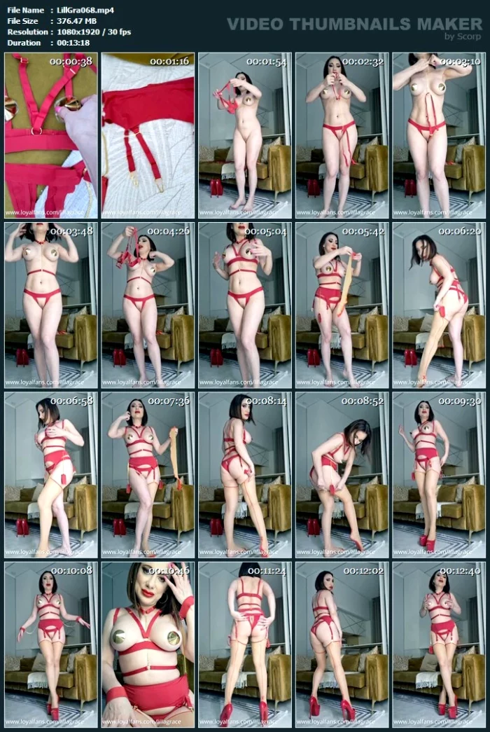 New Awesome Red Lingerie From Maison Close With Matching Seamed Stockings And 17 Cm Heels - LILLA GRACE - MP4