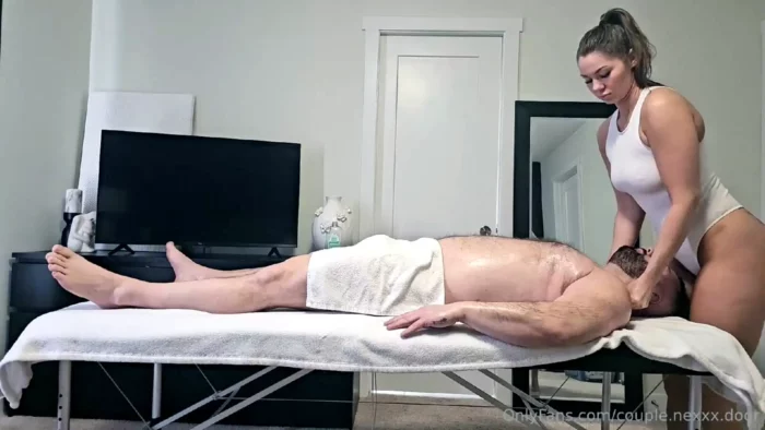 Horny Masseuse Sits On Clients Face Then Gives Him A Happy Ending - COUPLENEXXXDOOR / STACY & MAX - MP4